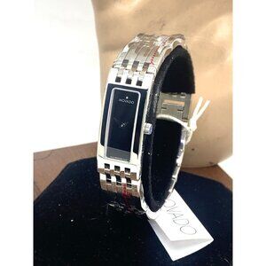 Movado Women's Watch 0606300 Esperanza Black Dial Swiss Quartz Silver Steel Tank